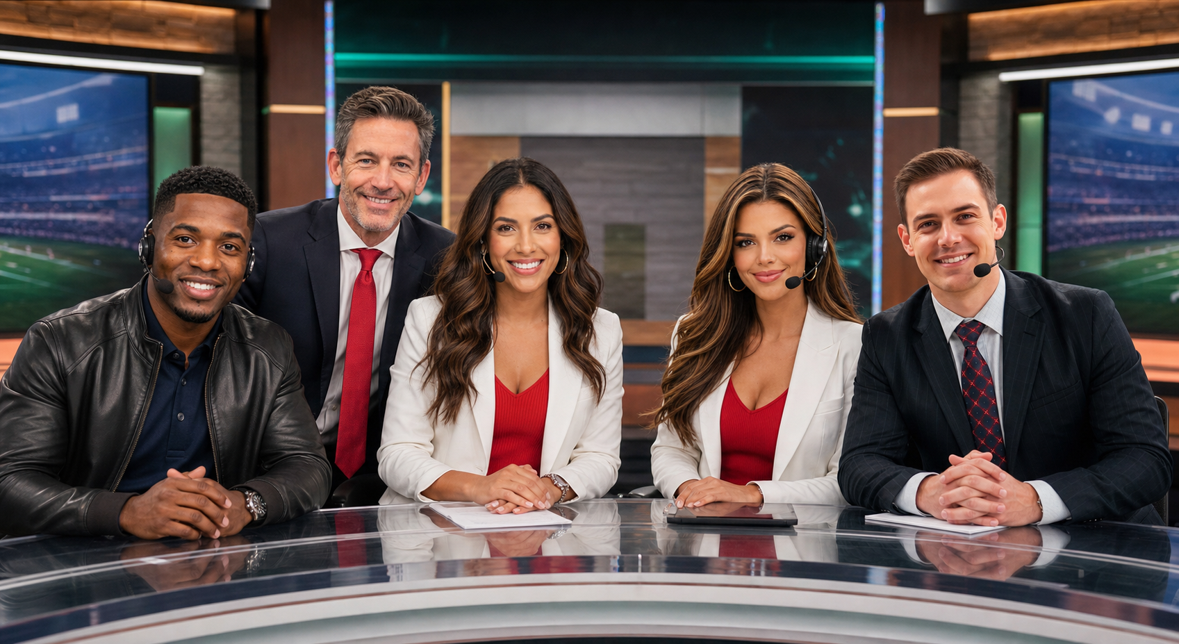 The StreakChat reporter crew gathered at the broadcast desk.